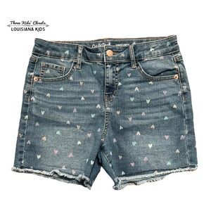 Cat & Jack XL (14) Heart Print Ultimate Stretch Denim Shorts